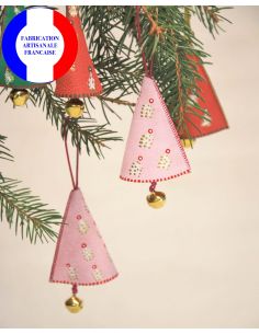 Weihnachtsglöckchen Rose mit nordischen Motiven aus bemaltem Lammleder für den Weihnachtsbaum