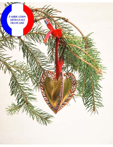 Suspension de Noël en cuir doré peinte à la main Amour en Cage