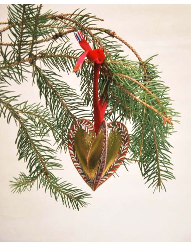 Suspension de Noël en cuir doré peinte à la main Amour en Cage