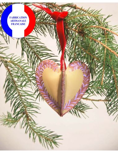 Handbemalte Weihnachtsdekoration aus beigem Leder