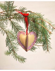 Handbemalte Weihnachtsdekoration aus beigem Leder 2