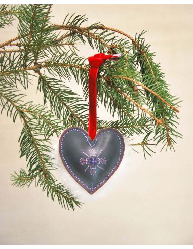 Adorno navideño para el árbol de Navidad, hecho de piel de cordero y oveja pintada a mano. 