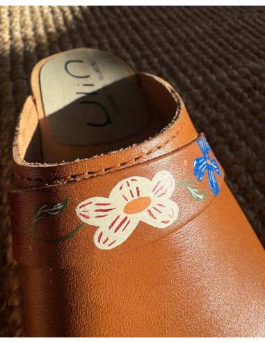 Damen Schwedische Holzschuhe in Gemüse Leder