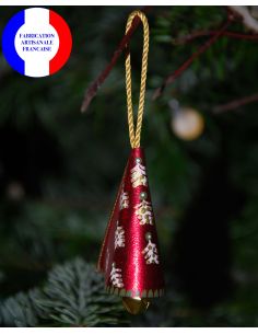 Clochette de Noël Rose aux motifs nordiques en cuir d'agneau peint pour Sapin 2