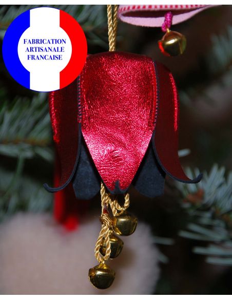 Campanule musicale de Noël en cuir d'agneau à suspendre dans le sapin 