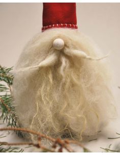 Scandinavian Christmas elf with white wool beard and red wool hat  2