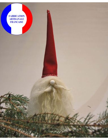 Green Christmas bell with Nordic motifs in painted lambskin leather for Christmas trees.