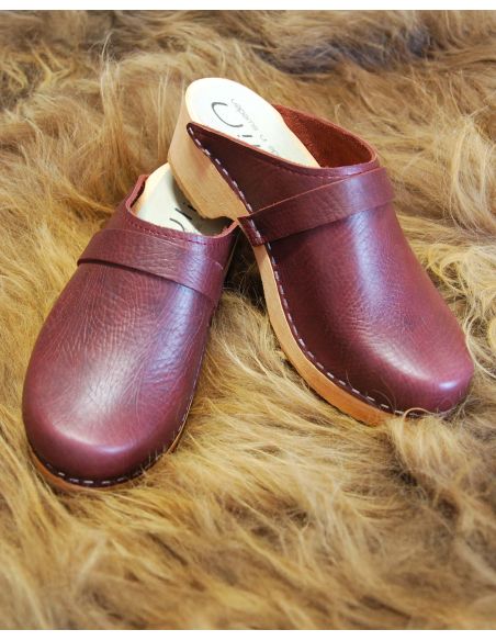 Damen Schwedische Holzschuhe in Gemüse Leder