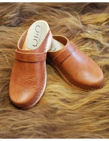 Sueco zuecos de madera cuero vegetal mujer