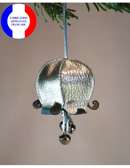 Campanillas musicales navideñas de cuero y cascabeles para el árbol de Navidad