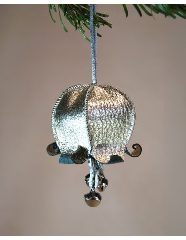 Musikalische Weihnachtsglöckchen aus Leder mit Jingle Bells für den Weihnachtsbaum