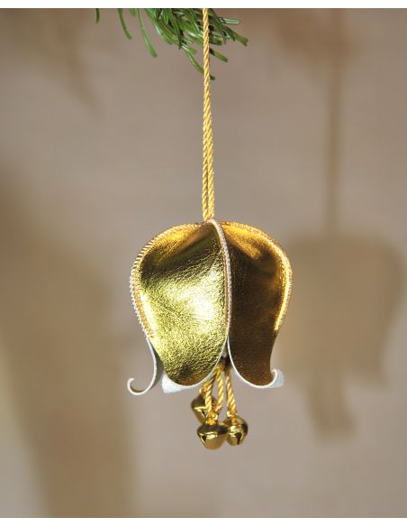Campanillas musicales navideñas de cuero y cascabeles para el árbol de Navidad