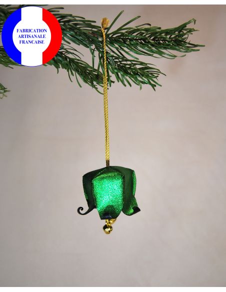 Fleur Campanule musicale de Noël en cuir et ses clochettes pour le sapin