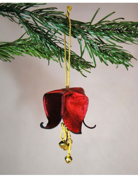 Fleur Campanule musicale de Noël en cuir et ses clochettes pour le sapin
