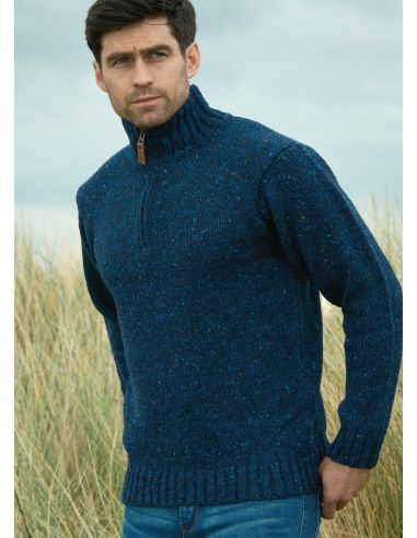 Pullover Herrenpullover aus reiner weicher Schurwolle mit Stehkragen