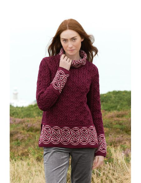Hermoso suéter de fairisle de diseño Jacquard para la Mujer pura lana merino