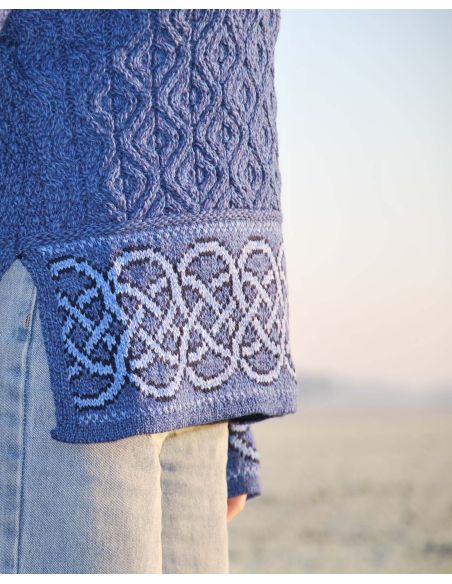 Beautiful JacquardWomen's Irish jacquard tunic jumper in warm pure merino wool intarsia knit design fairisle sweater in pure mer