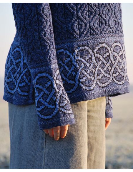 Beautiful JacquardWomen's Irish jacquard tunic jumper in warm pure merino wool intarsia knit design fairisle sweater in pure mer