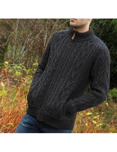 Cardigan zip pour homme avec épaulettes en tricot