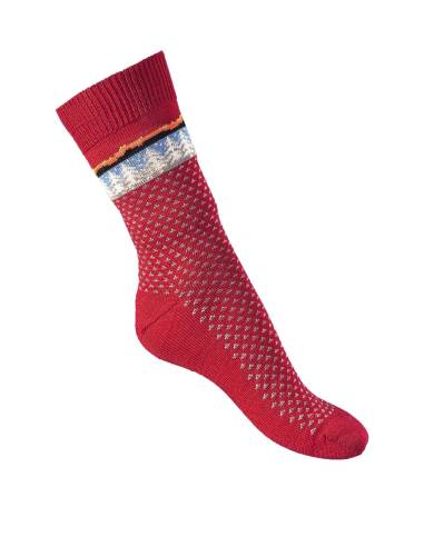 thin socks 90% Merino to Nordic pattern Red