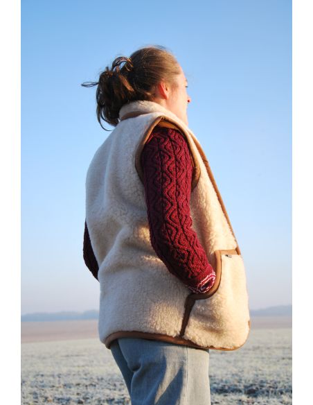 Ärmellose Weste für Damen und Herren aus reiner Merinowolle mit Reißverschlusskragen