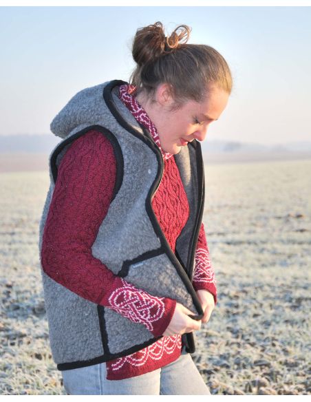 Gilet sans manches homme et femme pure laine mérinos col fermeture ZIP