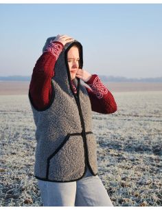 Waistcoat sleevesless pure wool with ZIP and hood 2