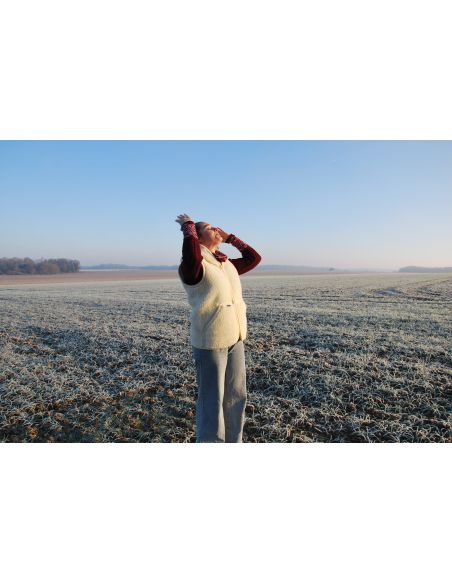 Waistcoat sleevesless pure wool with ZIP and hood