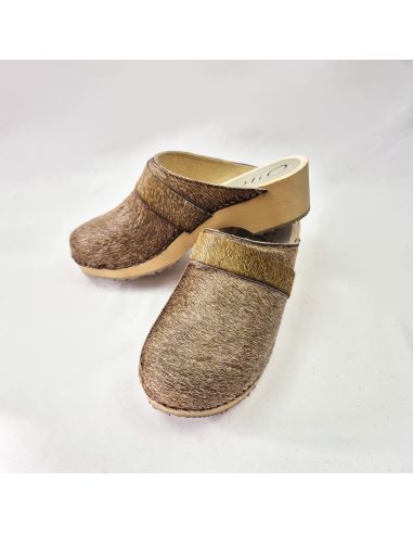 zuecos de madera y cuero de vaca genuino para mujer y hombre