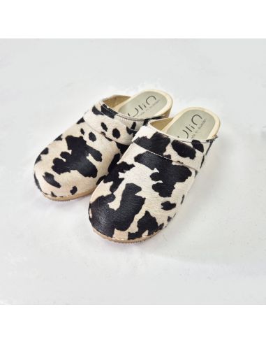 wooden  genuine cow skin clogs for men and women