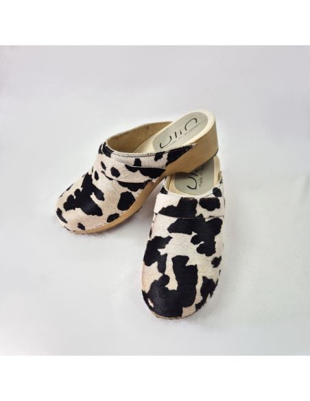 Holz clogs in echtes Kuhfell fur Damen und Herren