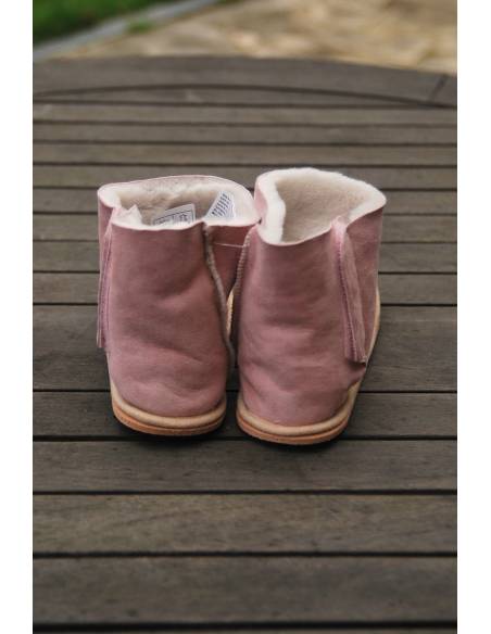 Chaussons boots bébés enfants peau mouton retournée
