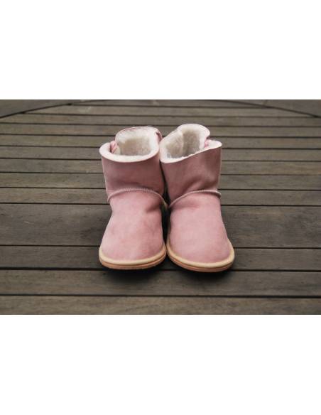 Chaussons boots  enfants peau mouton retournée rose