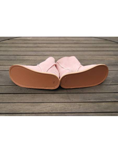 Chaussons boots  enfants peau mouton retournée rose