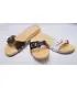 Flat Sandals in Maple wood and leather but ajustable buccle