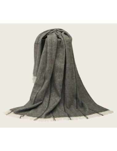 Plaids gris rayé sans colorants en pure laine fabriqués en scandinavie
