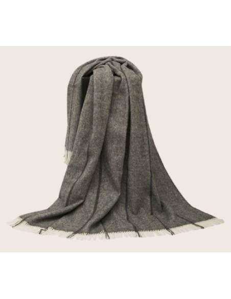 Plaids gris rayé sans colorants en pure laine fabriqués en scandinavie