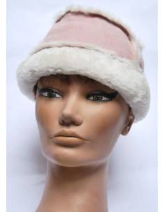 Hat in fleecy lambskin mocha, pink, blue or beige - woman and child