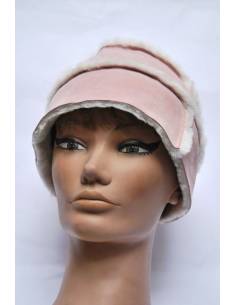 Hat in fleecy lambskin mocha, pink, blue or beige - woman and child 2