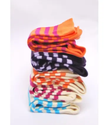 Chaussettes colorées à rayures en coton