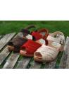 Sandales suédoises femme bois-cuir noeud nus pieds talons