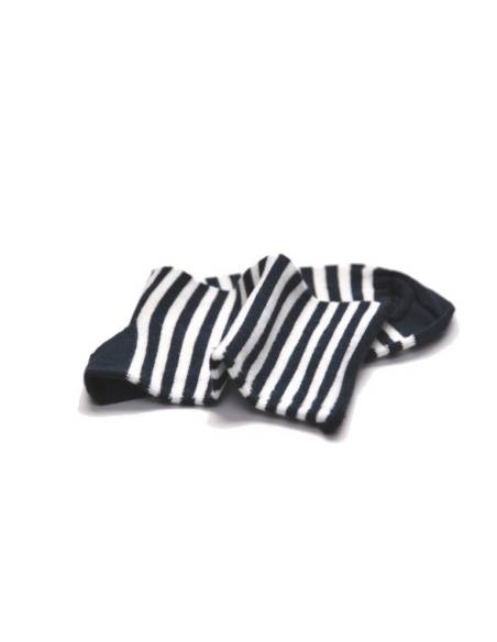 Women untightened bamboo stripe socks marine blue and white