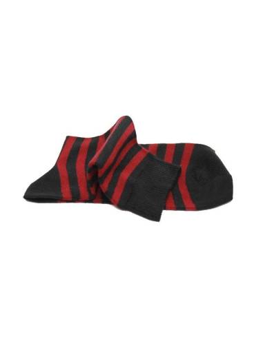 Chaussettes femme rayures coton bordeaux noir
