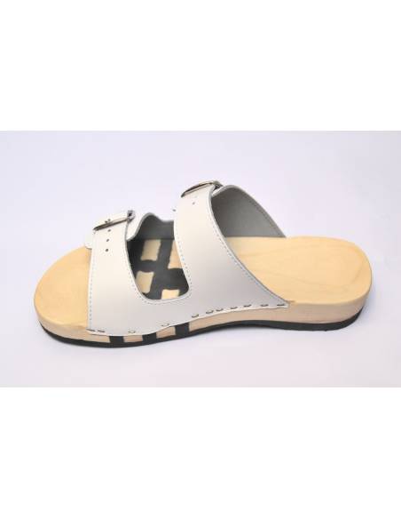 Grifo doble hebilla de madera FLEX cuero blanco