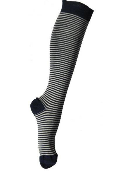 Very fine wool knee high striped men's socks 