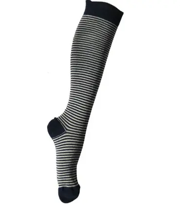 Very fine wool knee high striped men's socks 