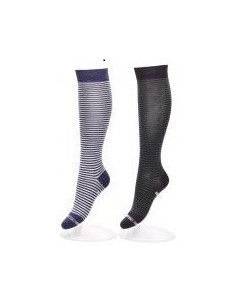 Very fine wool knee high striped men's socks 