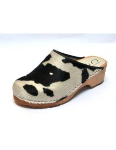 wooden  genuine calf hair clogs 2