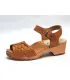 Swedish wooden sandals for women leather braided red brown or nature