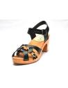 Sandales suédoises femme hautes en bois et cuir  noir leopard